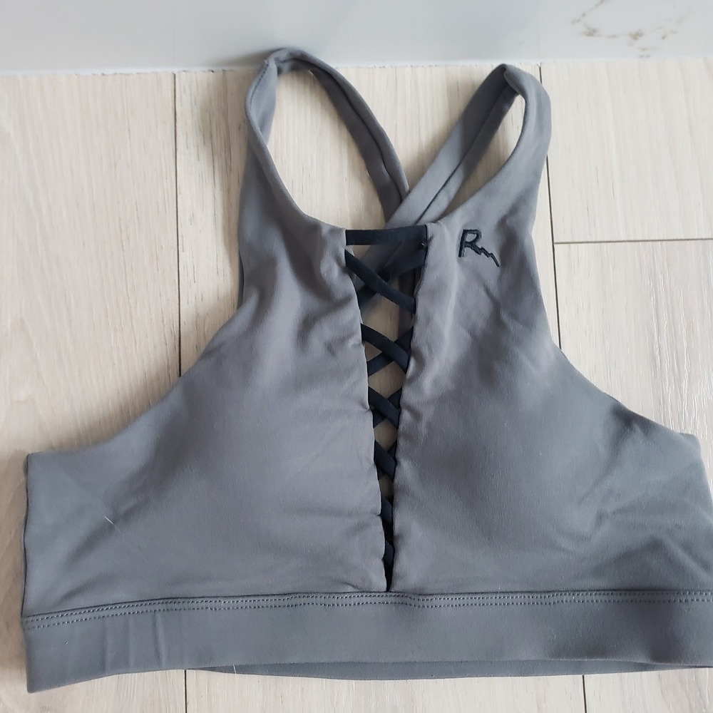 Rarr Designs Sports Bra Womens M Gray Crossback Pole Dance Fitness Festival